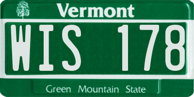 VT license plate WIS178