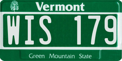 VT license plate WIS179