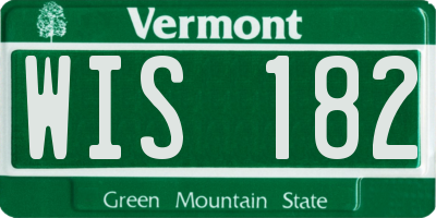 VT license plate WIS182
