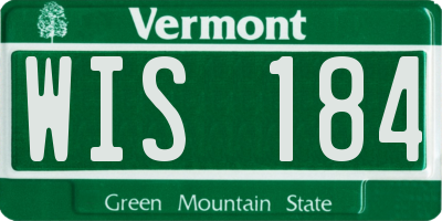VT license plate WIS184