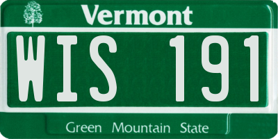 VT license plate WIS191