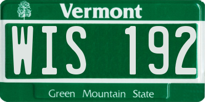 VT license plate WIS192