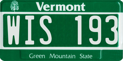 VT license plate WIS193