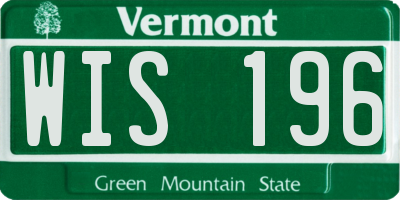 VT license plate WIS196