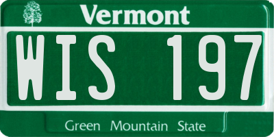 VT license plate WIS197