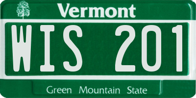 VT license plate WIS201