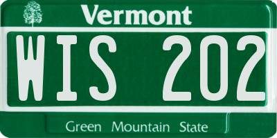 VT license plate WIS202