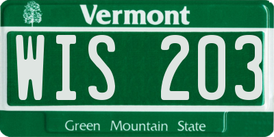 VT license plate WIS203