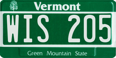 VT license plate WIS205