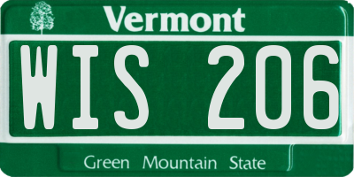 VT license plate WIS206