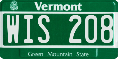 VT license plate WIS208