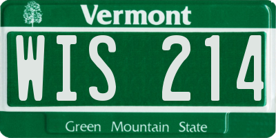 VT license plate WIS214