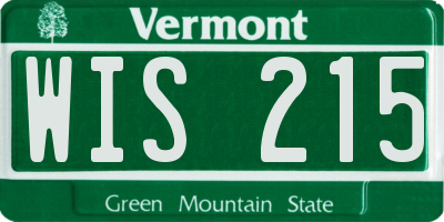 VT license plate WIS215