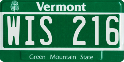VT license plate WIS216