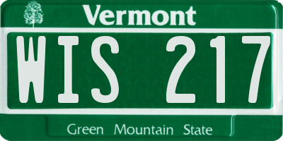 VT license plate WIS217