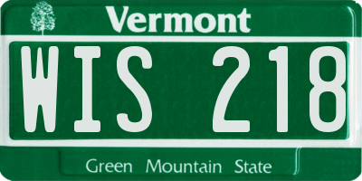 VT license plate WIS218