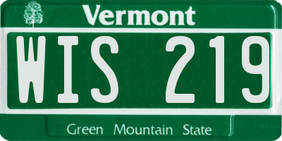 VT license plate WIS219