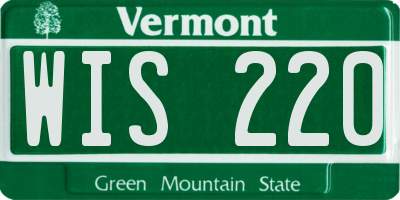 VT license plate WIS220