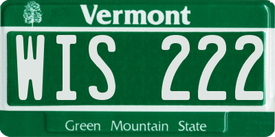 VT license plate WIS222