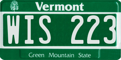 VT license plate WIS223