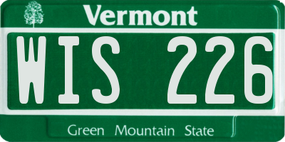 VT license plate WIS226