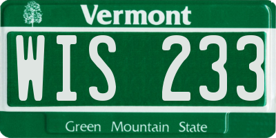 VT license plate WIS233
