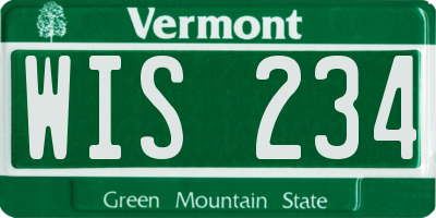 VT license plate WIS234