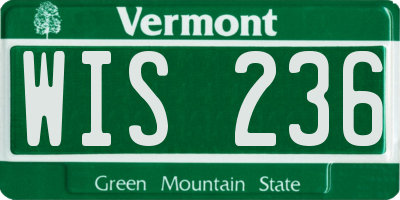 VT license plate WIS236