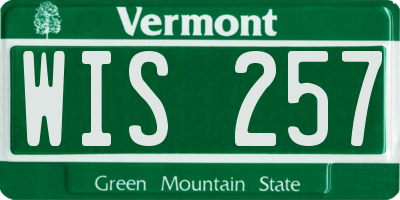 VT license plate WIS257