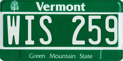 VT license plate WIS259