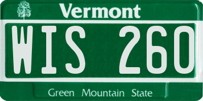 VT license plate WIS260