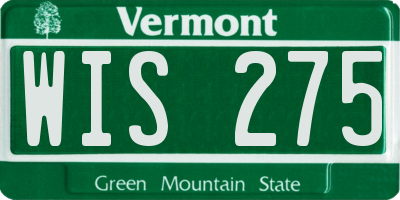 VT license plate WIS275