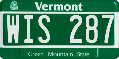 VT license plate WIS287