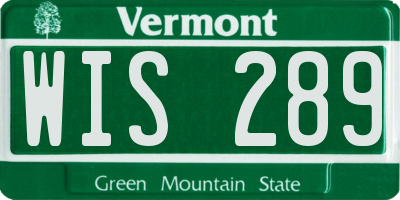 VT license plate WIS289