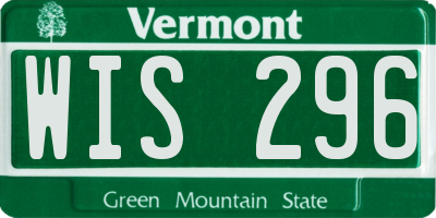 VT license plate WIS296