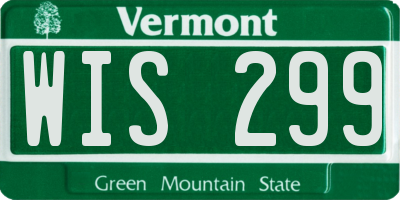 VT license plate WIS299