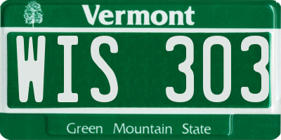 VT license plate WIS303