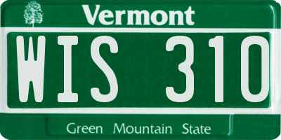 VT license plate WIS310