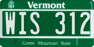 VT license plate WIS312