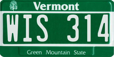 VT license plate WIS314