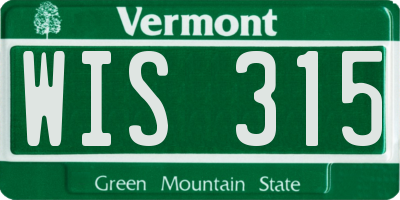 VT license plate WIS315
