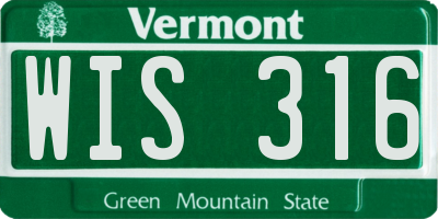 VT license plate WIS316