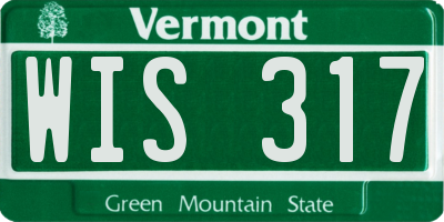 VT license plate WIS317