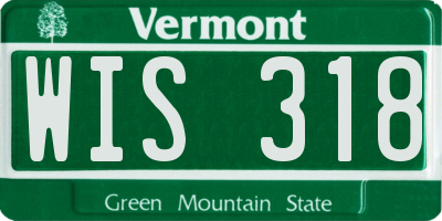 VT license plate WIS318