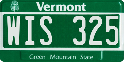 VT license plate WIS325