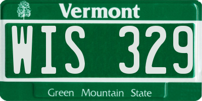 VT license plate WIS329