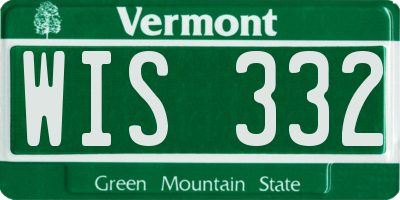 VT license plate WIS332