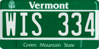 VT license plate WIS334