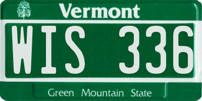 VT license plate WIS336