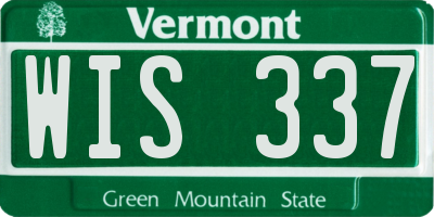 VT license plate WIS337